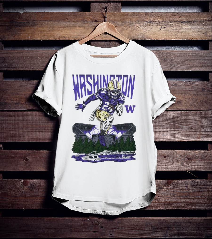 Washington Huskies Dawg Dash Immortal Football Stadium And Boats T-Shirt