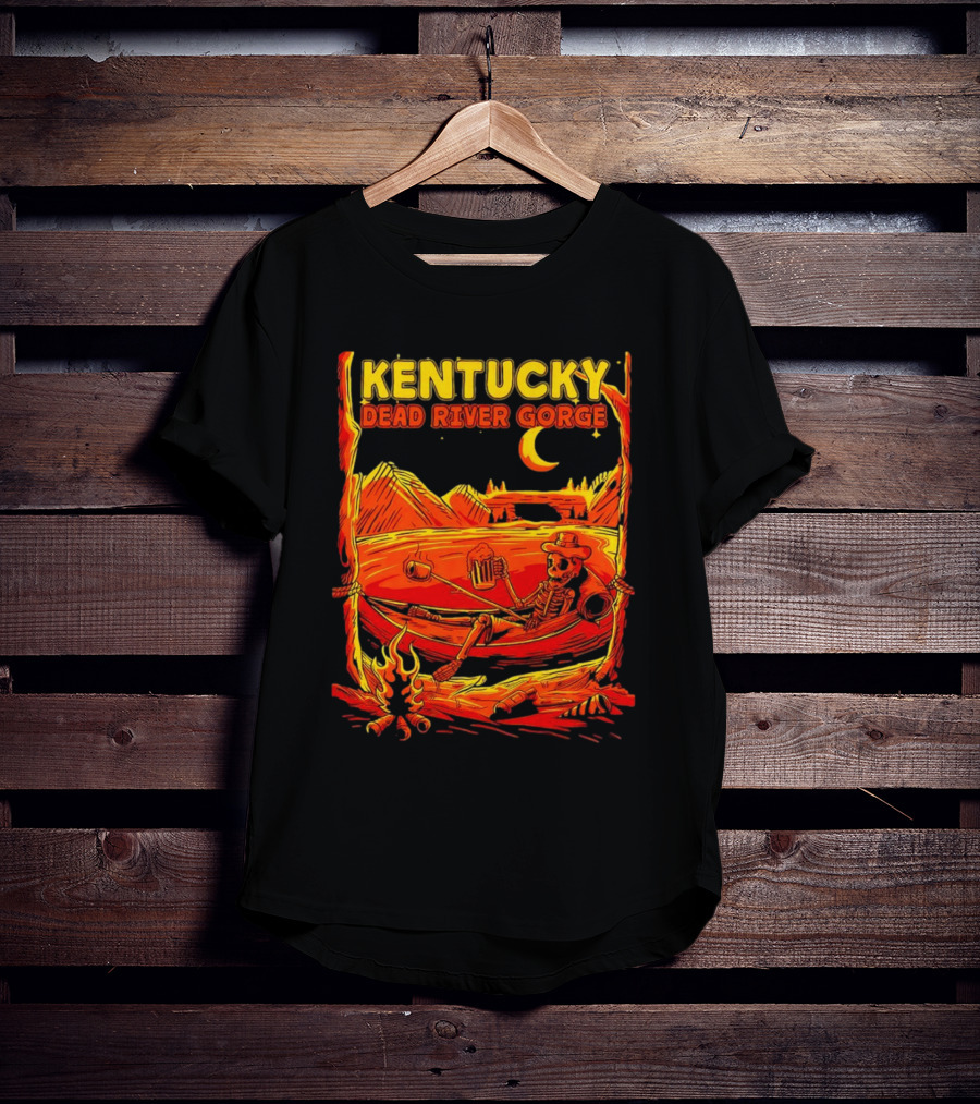 Kentucky Dead River Gorge Skeleton Hammock Campfire Scene T-Shirt