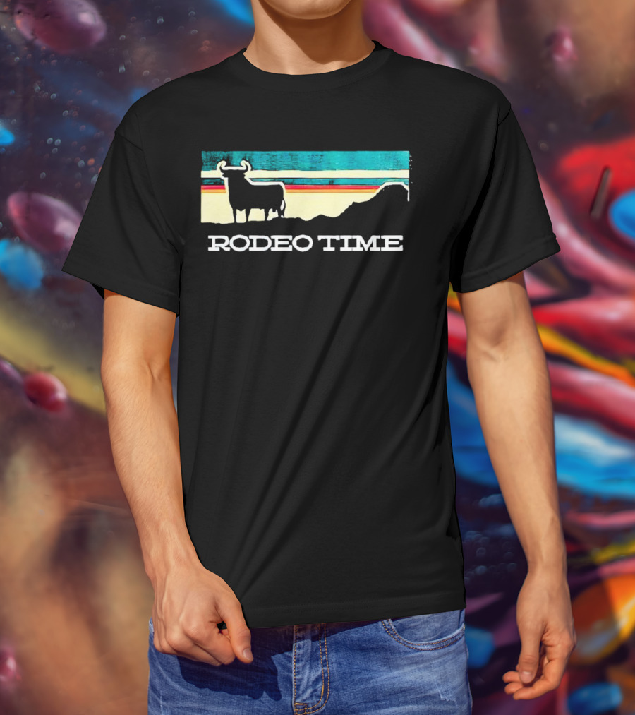 Rodeo Time Buffalo Silhouette Striped Sunset T-Shirt