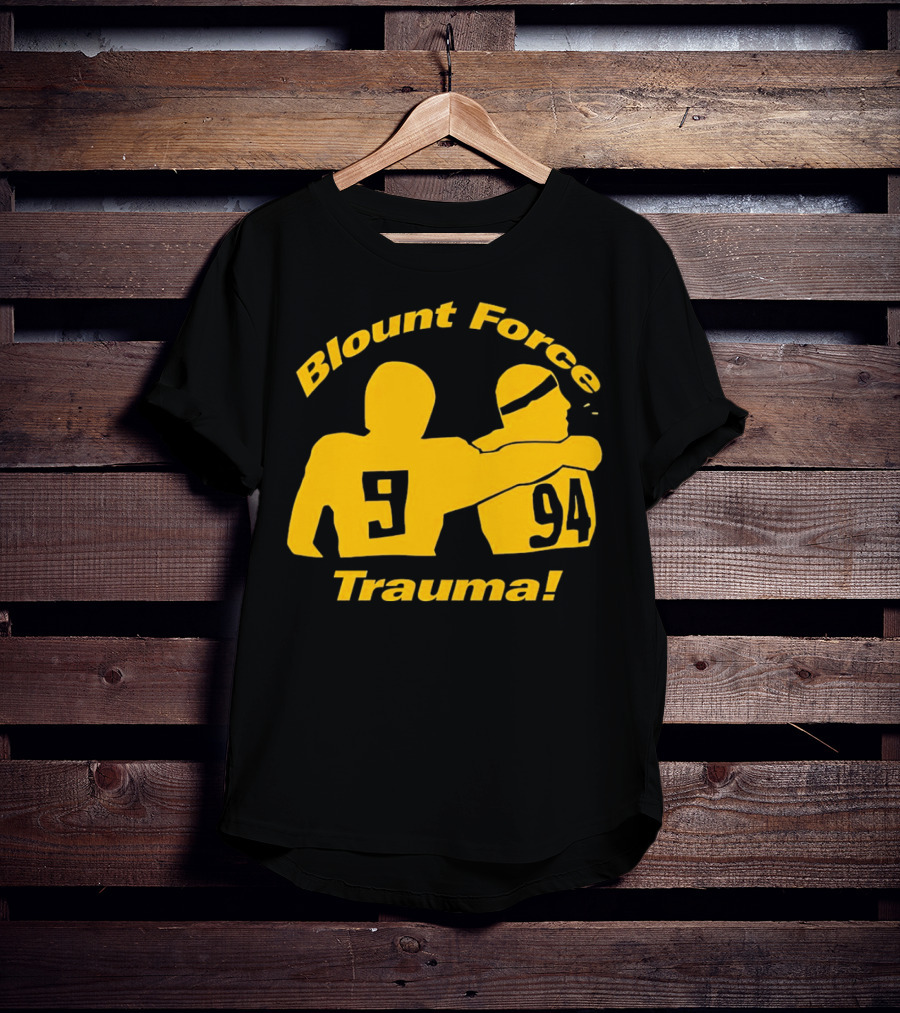 Blount Force Trauma Silhouetted Players 9 And 94 Impact Moment T-Shirt
