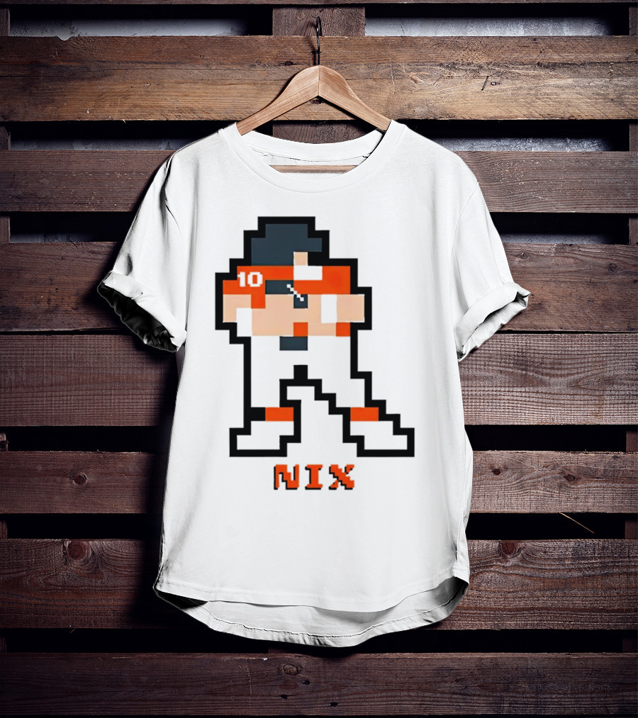 Bo Nix 8-Bit Pixel Art 10 Block Figure T-Shirt