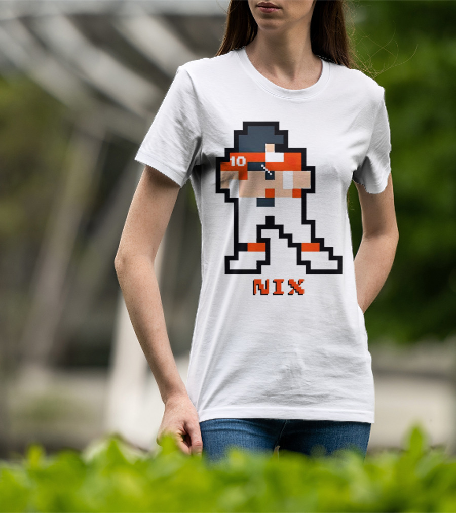 Bo Nix 8-Bit Pixel Art 10 Block Figure T-Shirt