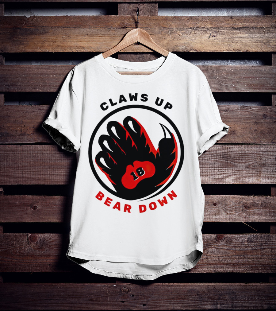 Claws Up Bear Down 18 Caleb Williams Chicago Bears T-Shirt