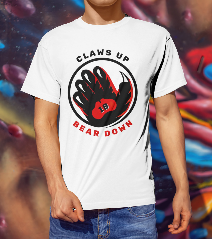 Claws Up Bear Down 18 Caleb Williams Chicago Bears T-Shirt