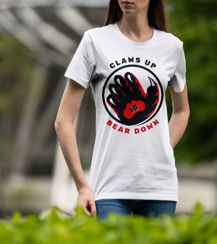 Claws Up Bear Down 18 Caleb Williams Chicago Bears T-Shirt