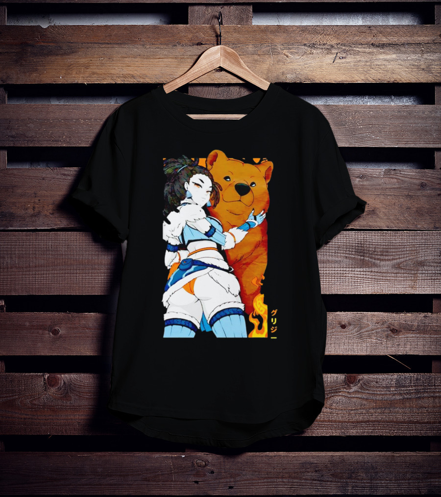 Grizzy X Gsupps Waifu Collab Anime Bear Fire T-Shirt