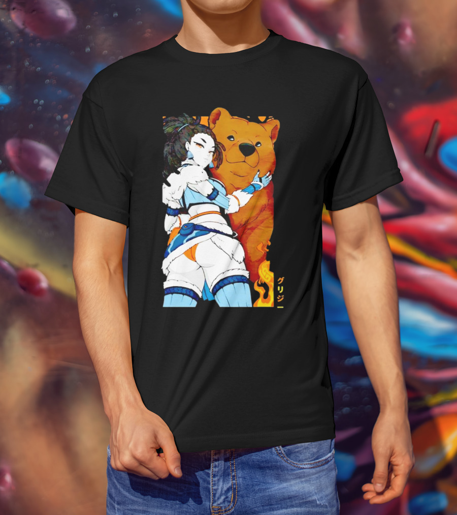 Grizzy X Gsupps Waifu Collab Anime Bear Fire T-Shirt