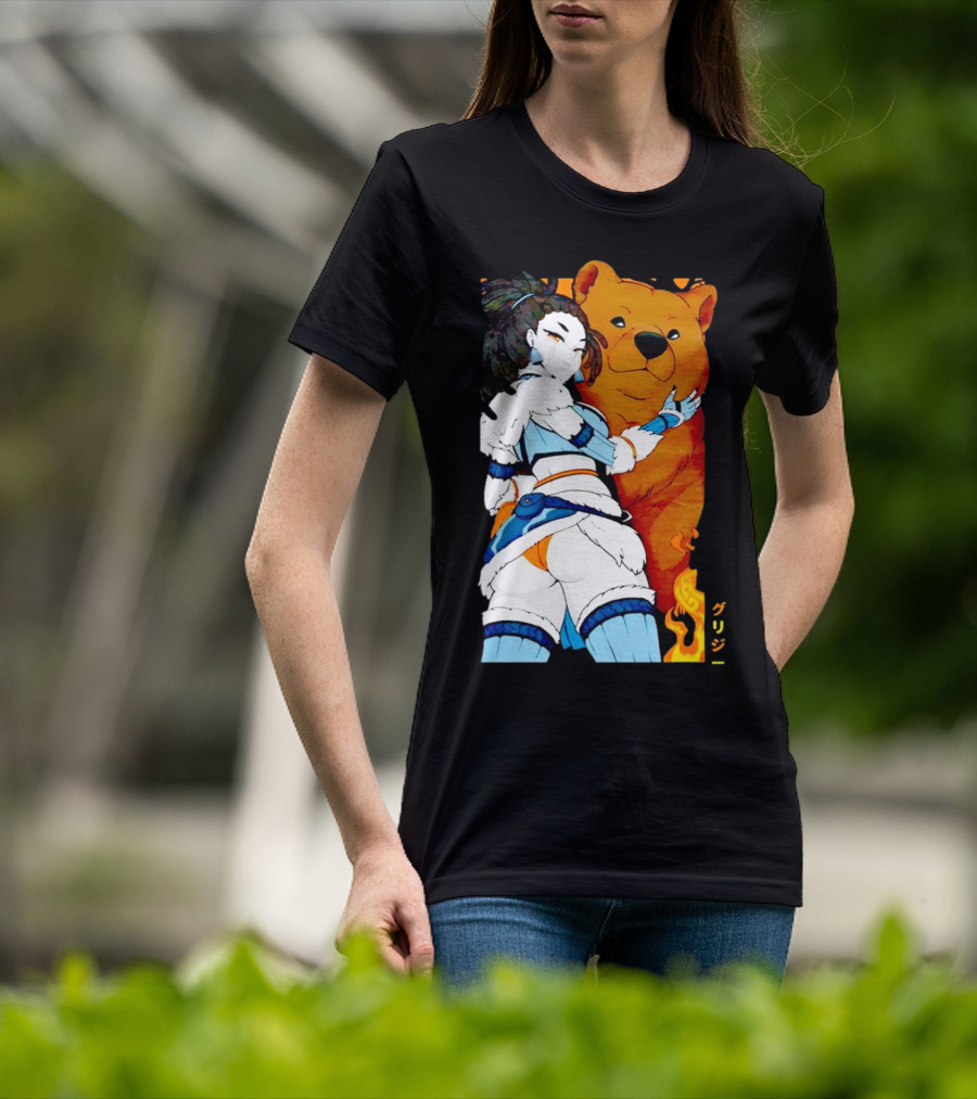 Grizzy X Gsupps Waifu Collab Anime Bear Fire T-Shirt