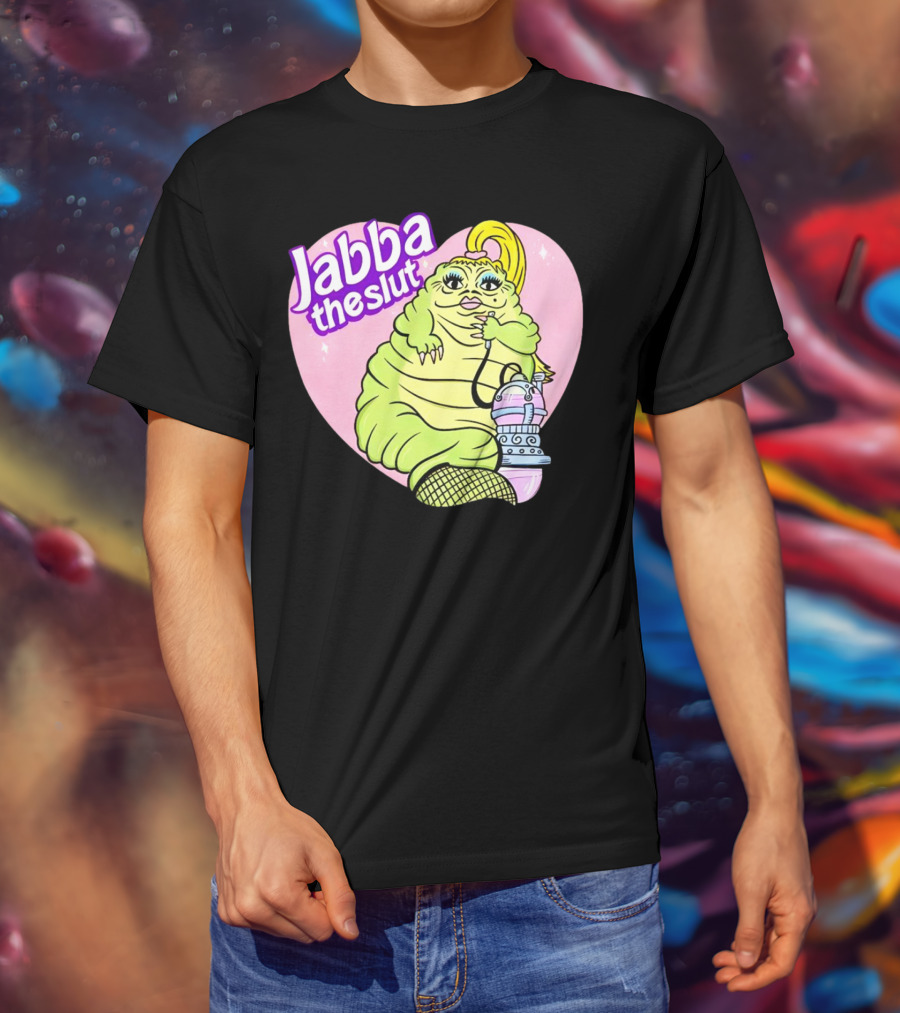 Jabba The Slut Parody Pink Heart Background T-Shirt
