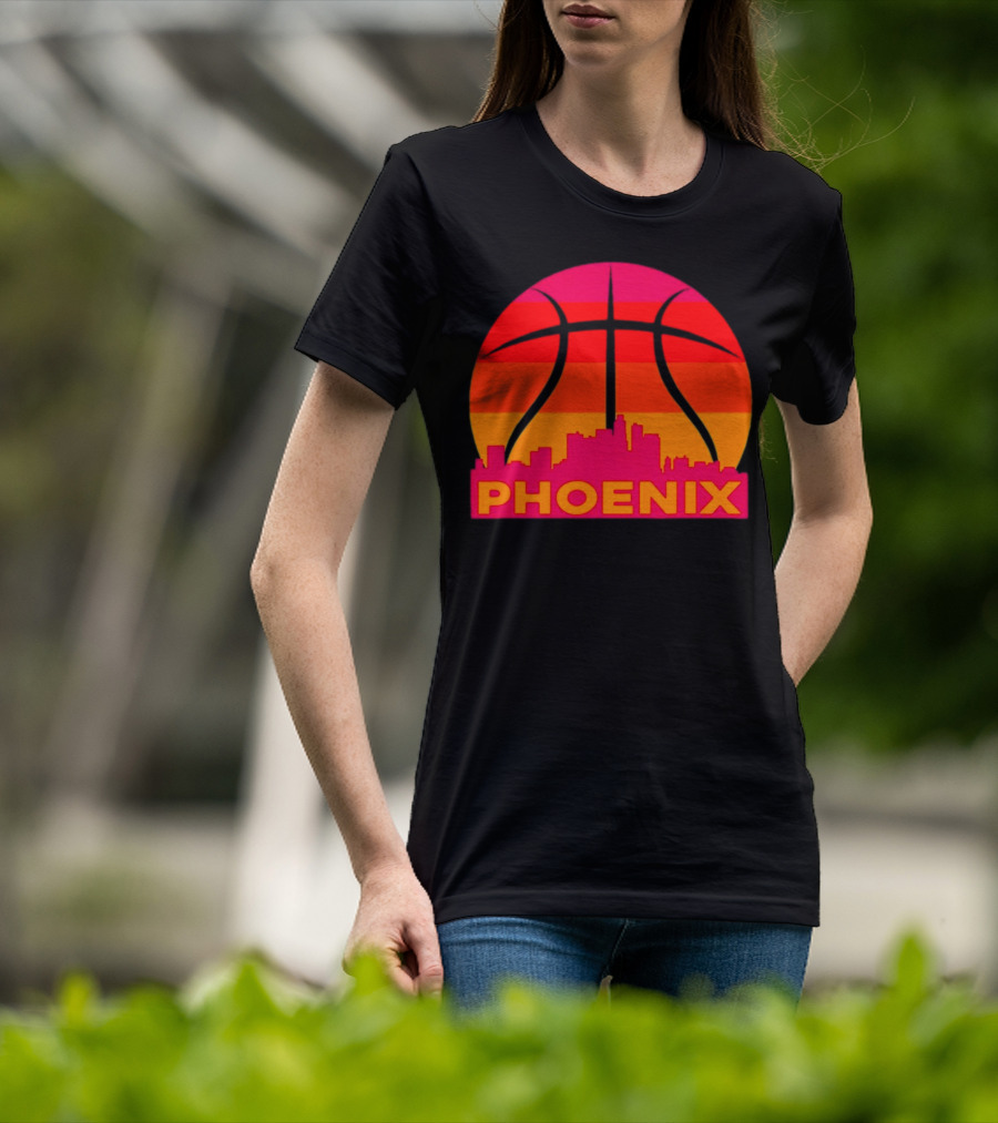 Phoenix Suns Sunset Basketball Skyline T-Shirt