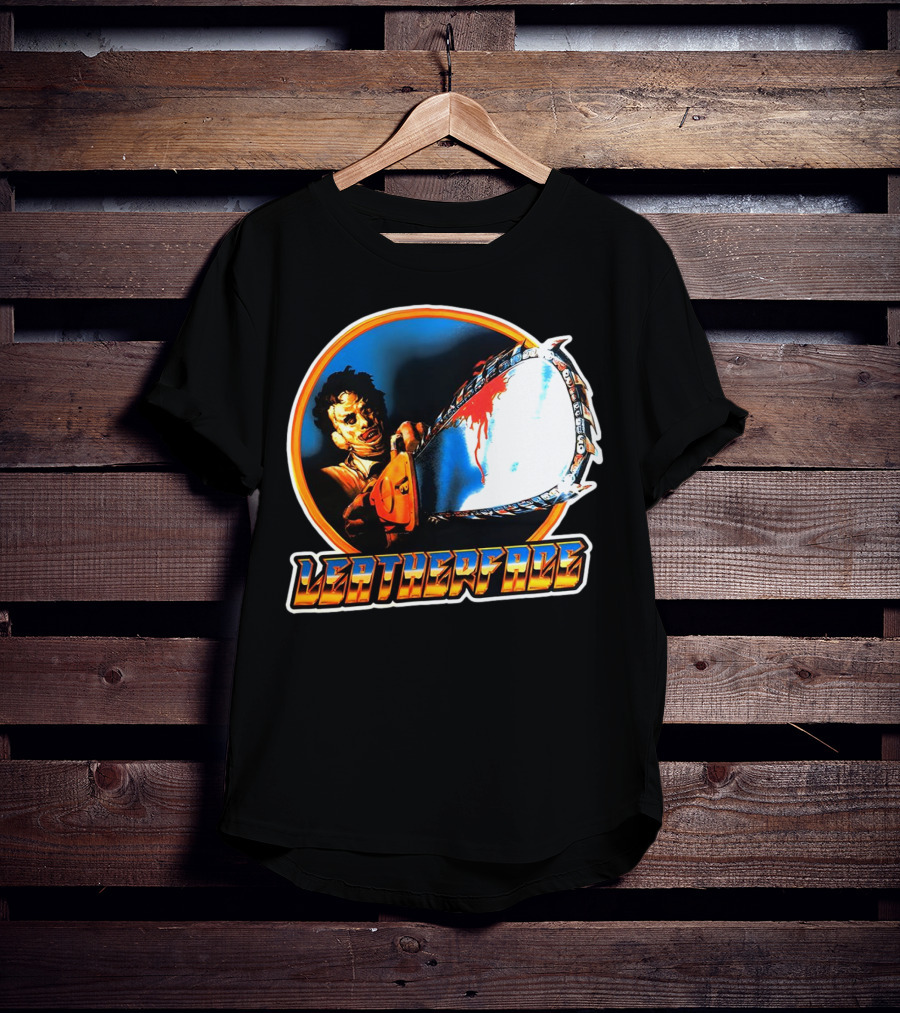 Texas Chainsaw Massacre Leatherface Vintage Horror Chrome Chainsaw T-Shirt