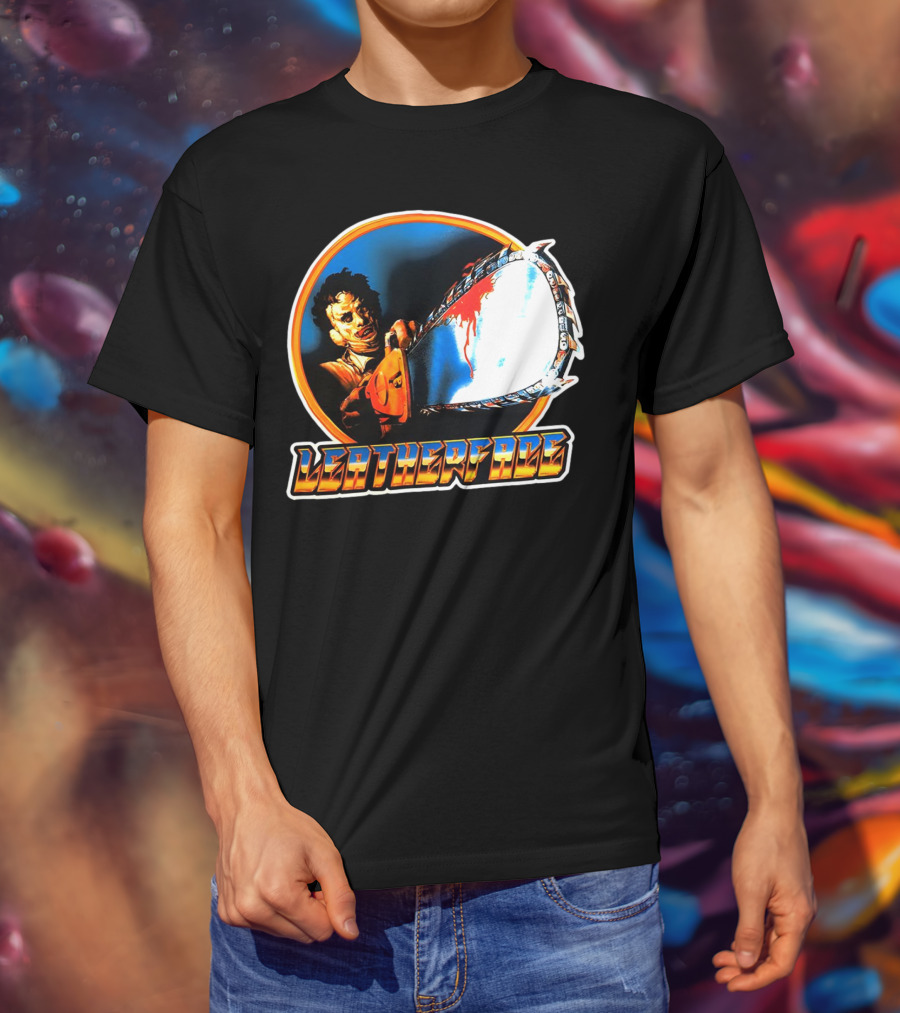 Texas Chainsaw Massacre Leatherface Vintage Horror Chrome Chainsaw T-Shirt