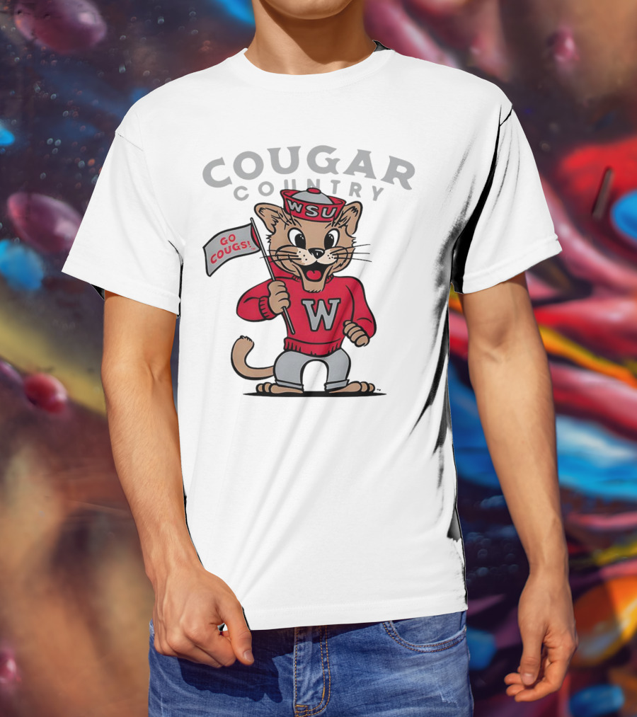 WSU Cougar Football Cougar Country Go Cougs Mascot T-Shirt