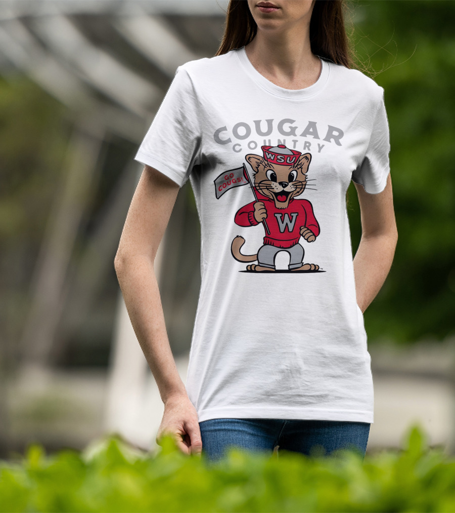 WSU Cougar Football Cougar Country Go Cougs Mascot T-Shirt