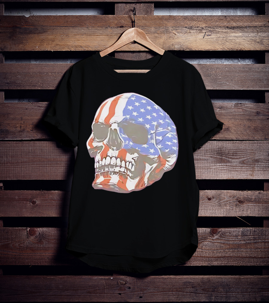 Skull With American Flag T-Shirt