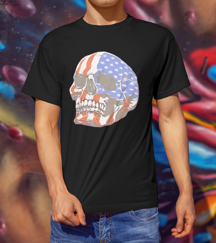 Skull With American Flag T-Shirt