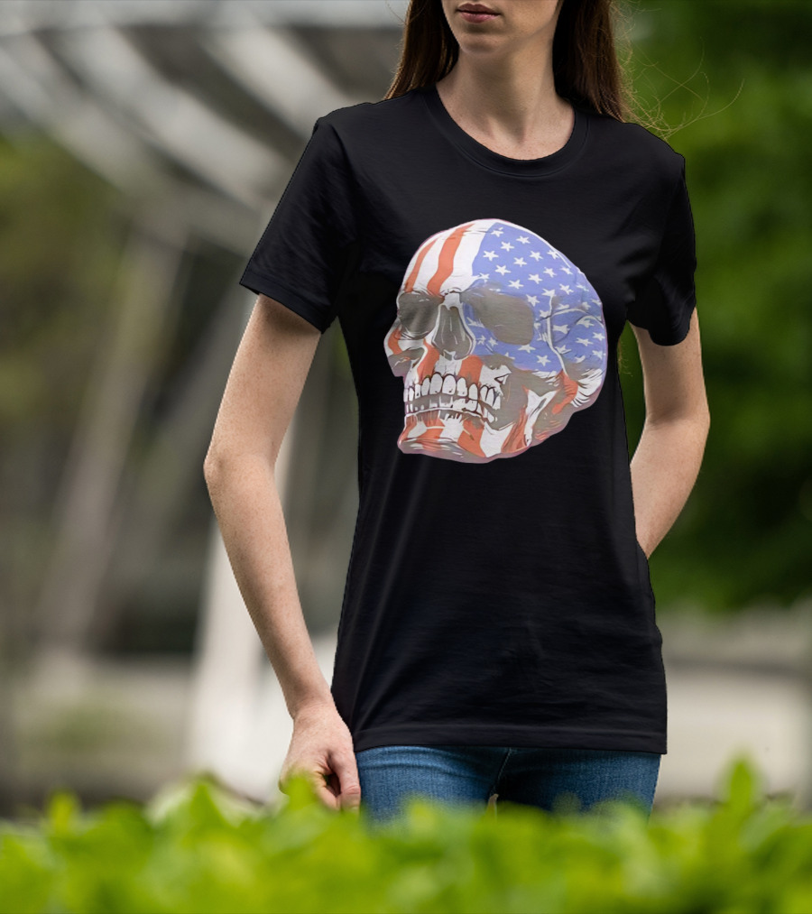 Skull With American Flag T-Shirt