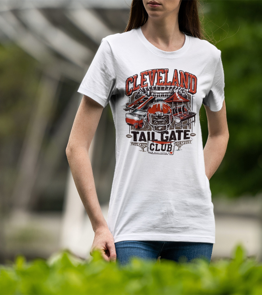 Cleveland Browns Tailgate Club Stadium Cornhole Helmet Grill T-Shirt