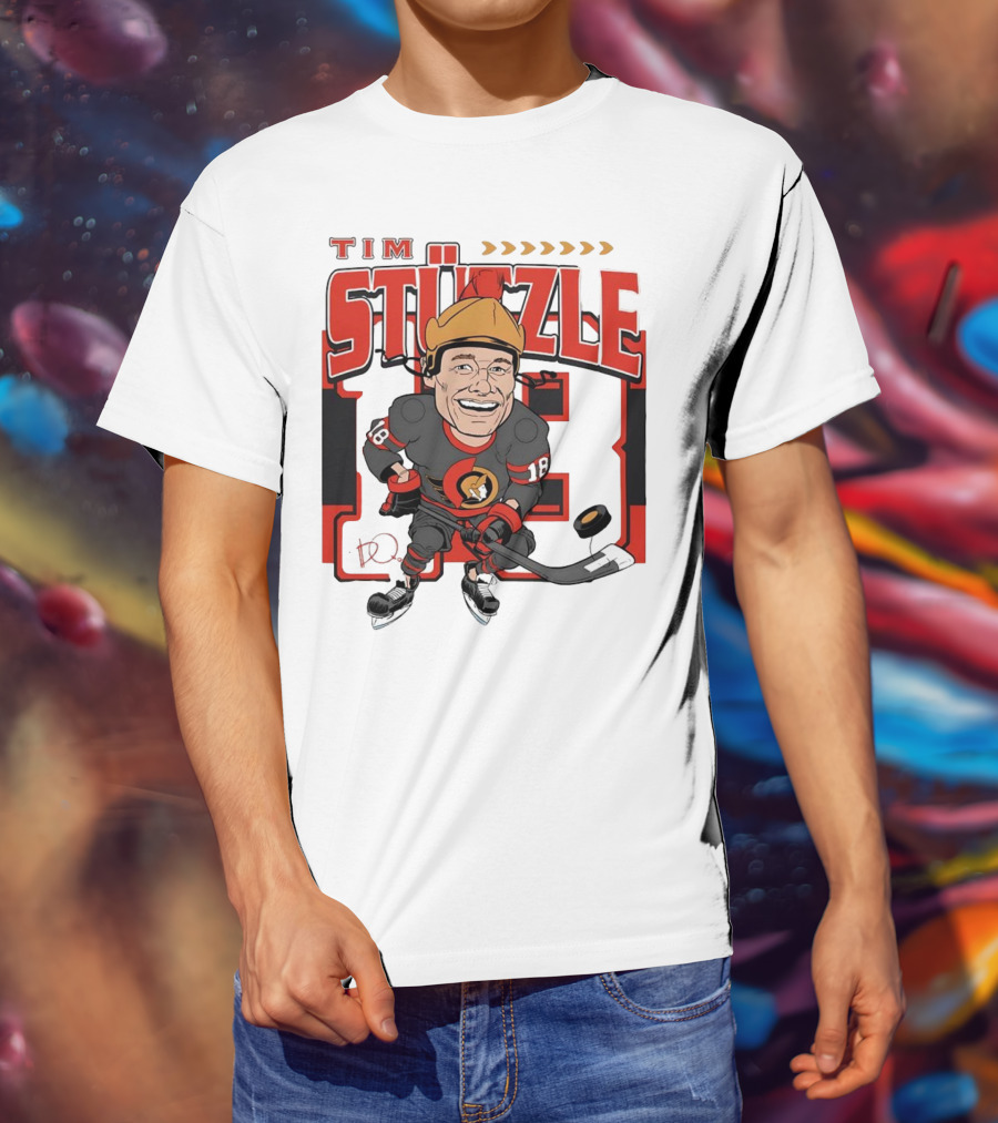 Tim Stützle Ottawa Senators Hockey Number 18 Caricature T-Shirt