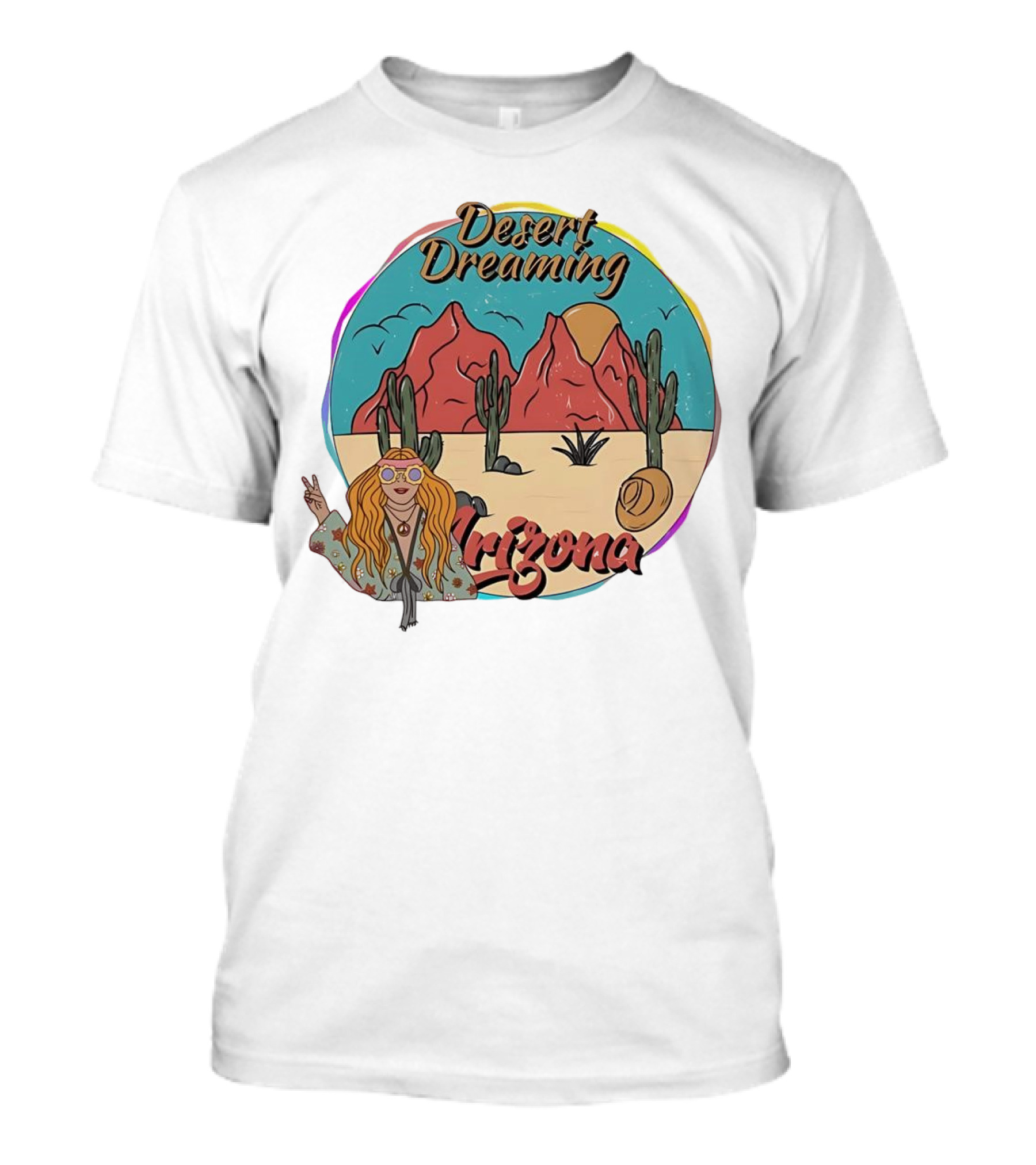 Desert Dreaming Arizona Vintage Cactus Sunset T-Shirt