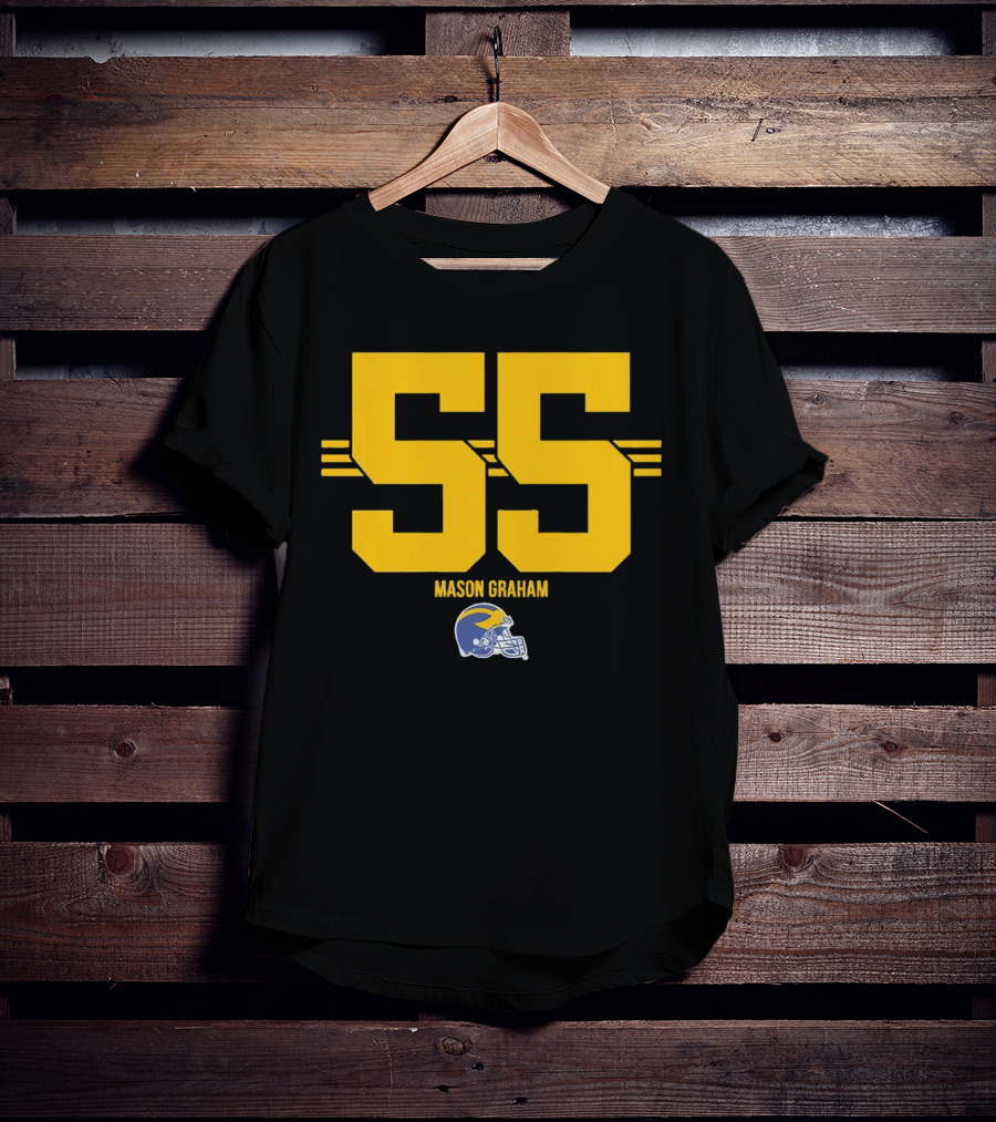 Michigan Wolverines Football Mason Graham 55 Helmet T-Shirt