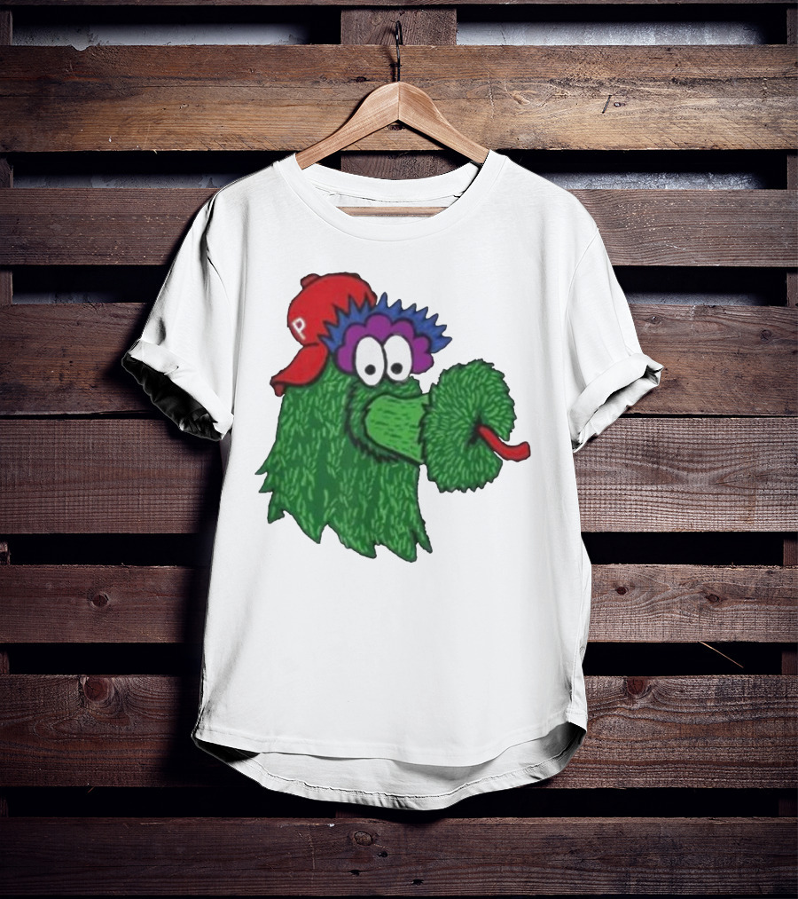 Phillie Phanatic Mascot Philadelphia Phillies Green Creature Red Cap T-Shirt