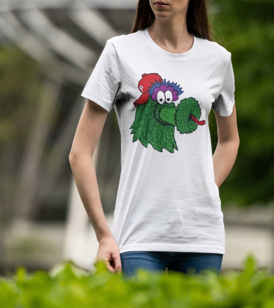 Phillie Phanatic Mascot Philadelphia Phillies Green Creature Red Cap T-Shirt