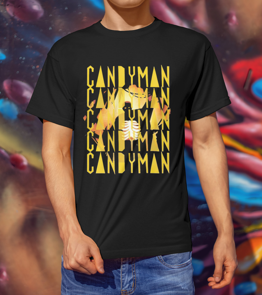 Candyman Movie Typography With Honeycomb And Ribcage T-Shirt