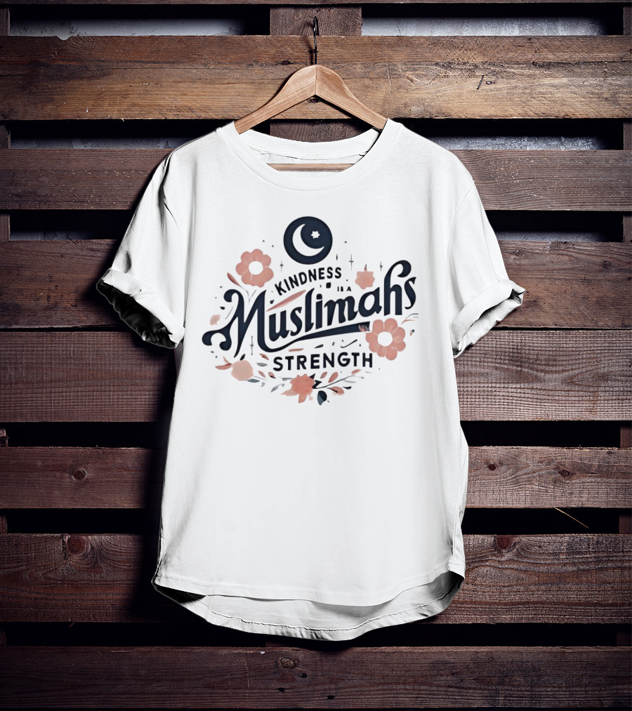 Kindness Muslimahs Strength Moon Floral Elements T-Shirt