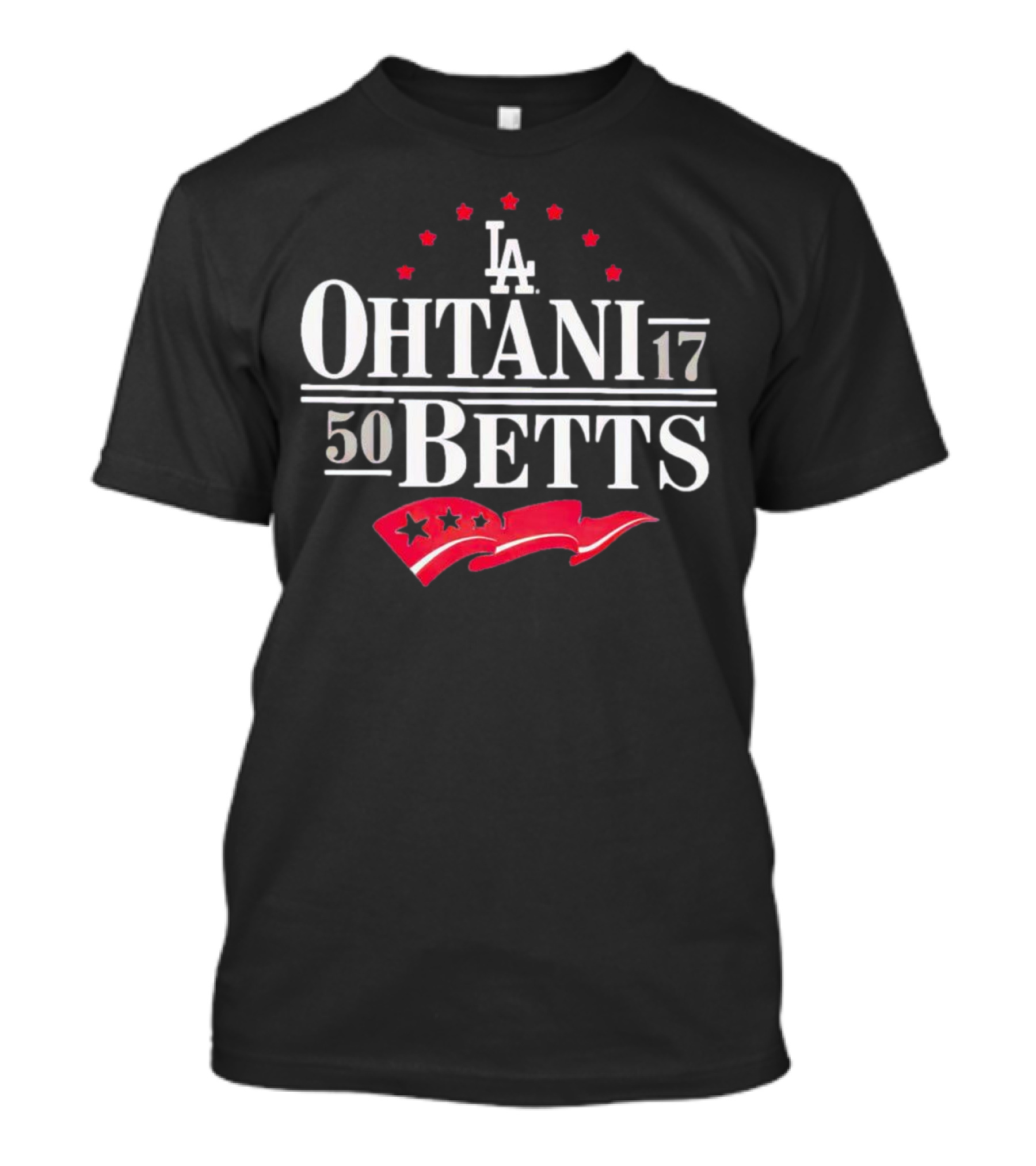 Los Angeles Dodgers Ohtani 17 Betts 50 Stars And LA Flag T-Shirt