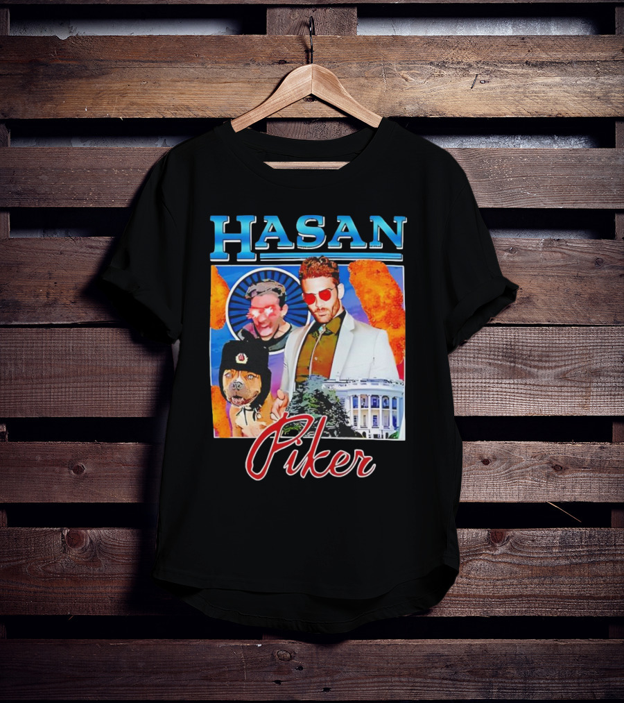 HASAN Piker Sunglasses Red Laser Eyes White House Dog T-Shirt