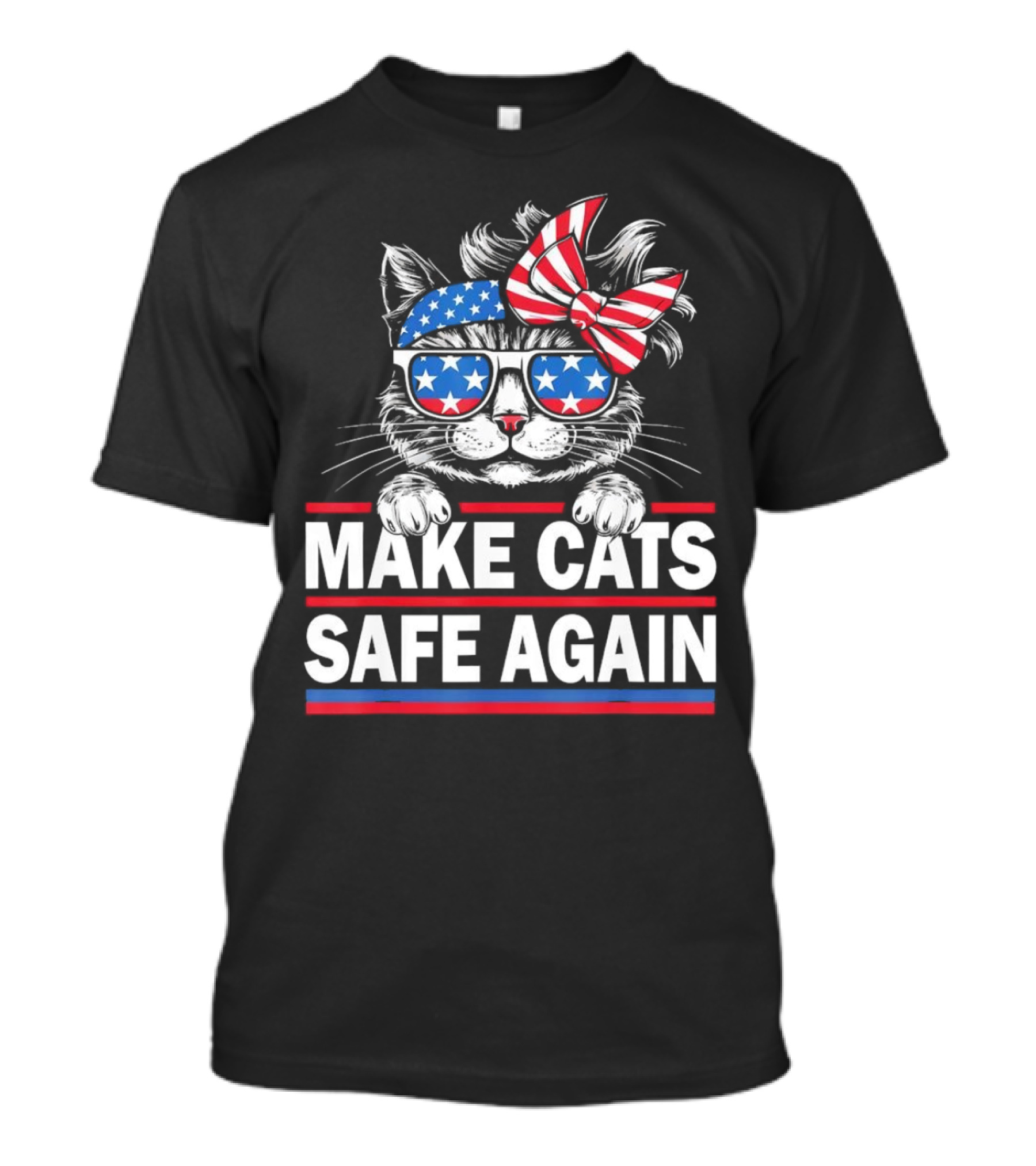 Make Cats Safe Again Funny Cat Lover USA Flag Accessories T-Shirt