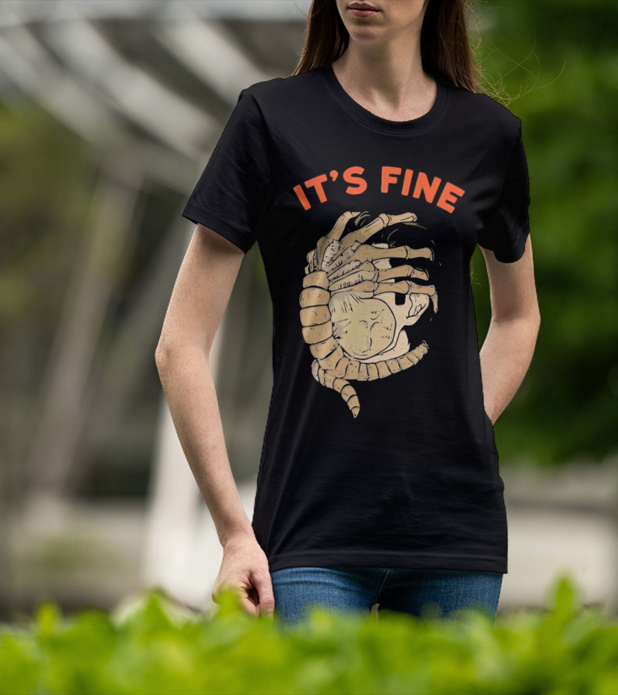 It's Fine Facehugger Skeleton T-Shirt