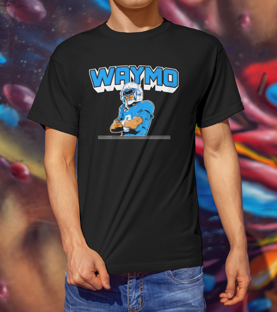Waymo Football Player With Blue Jersey And Helmet T-Shirt