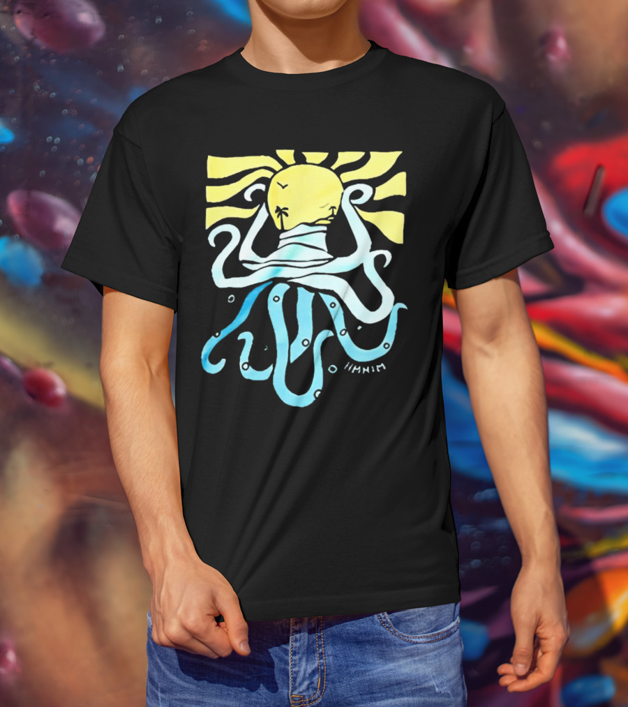 Mark Hoppus Octopus Sun Wave Palm Ocean Scene T-Shirt