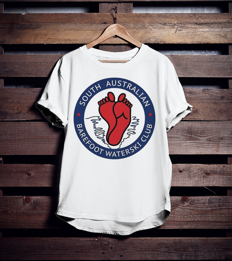South Australian Barefoot Waterski Club Red Feet Logo Emblem T-Shirt