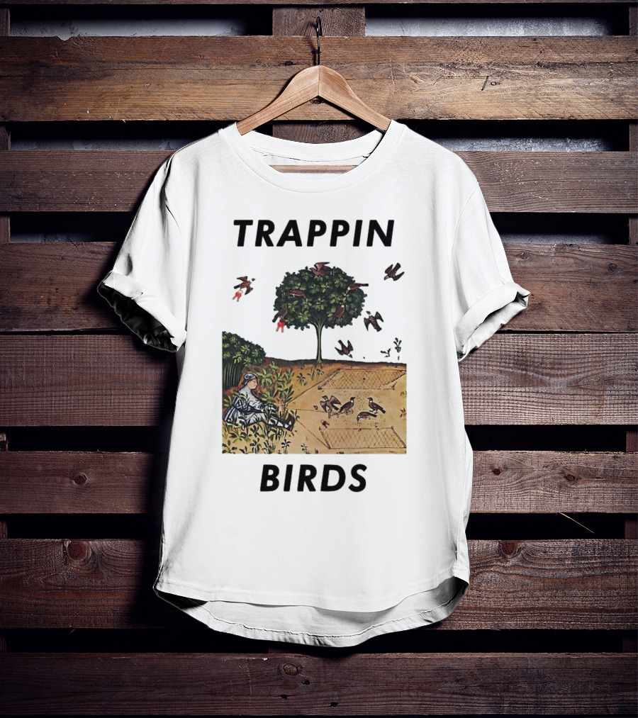 Trappin Birds Retro Medieval Hunting Scene T-Shirt