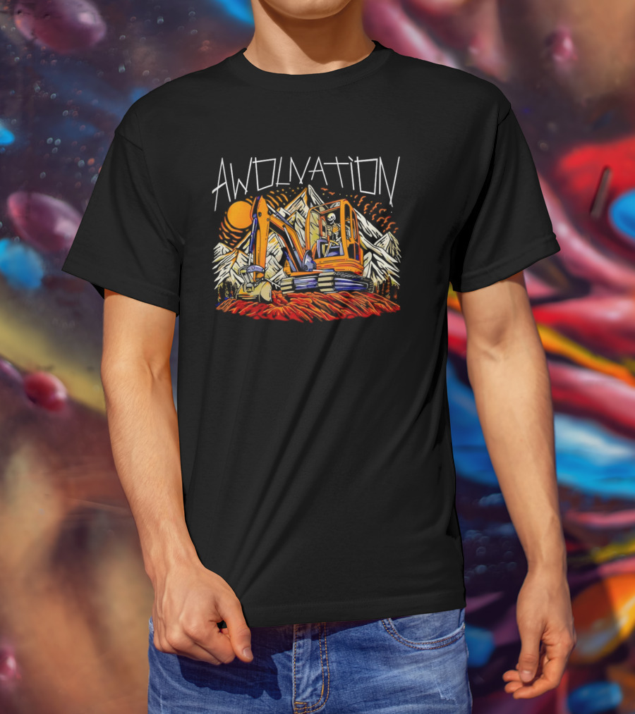 AWOLNATION Skeleton Excavator Mountains T-Shirt