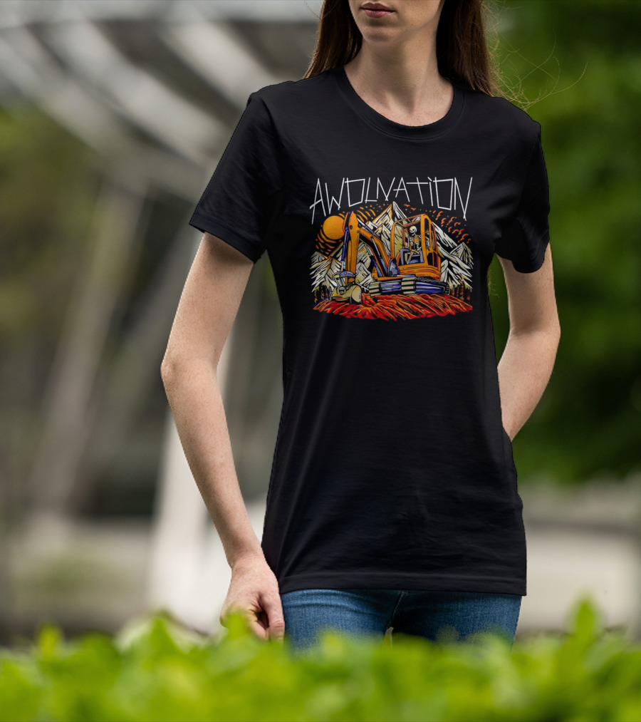 AWOLNATION Skeleton Excavator Mountains T-Shirt