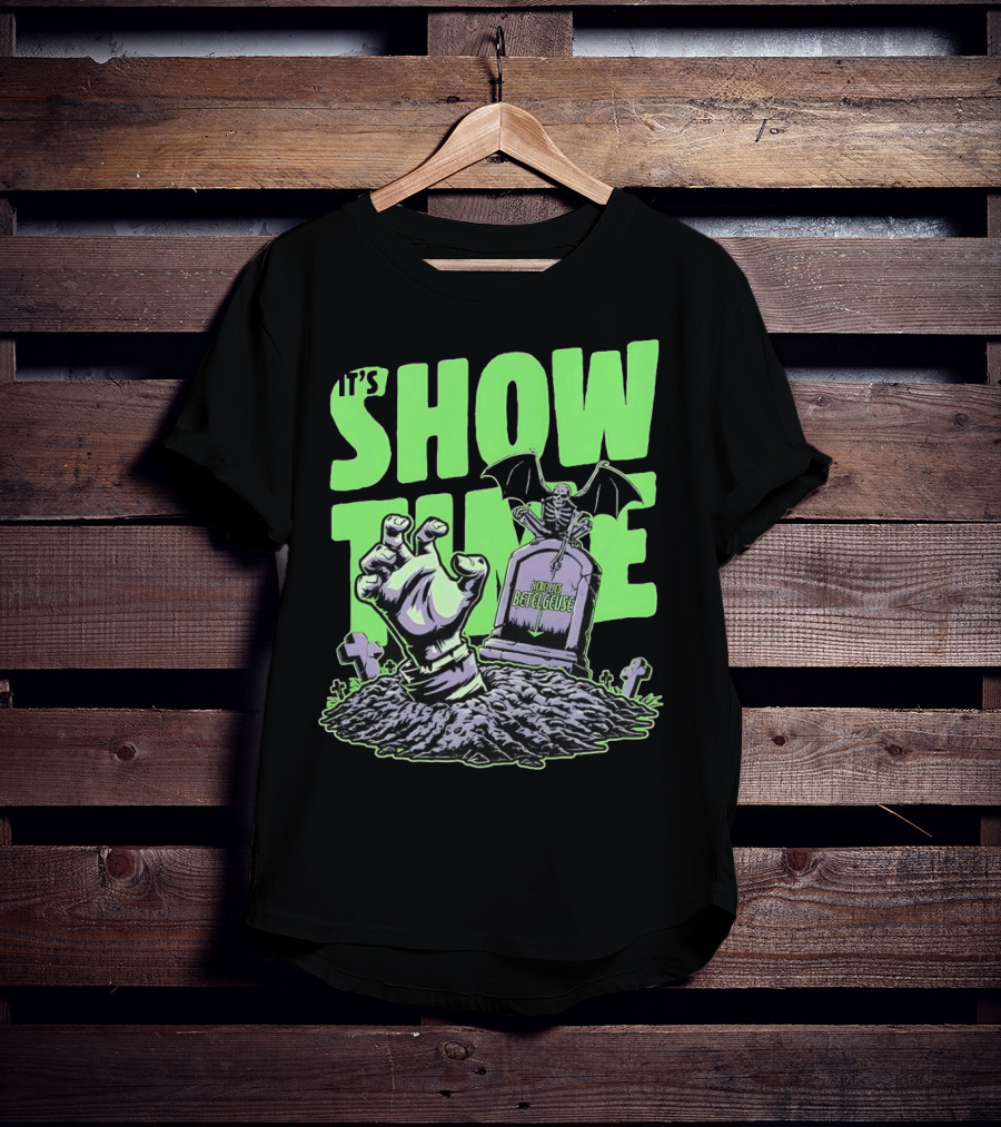 It's Showtime Here Lies Betelgeuse With Skeleton And Tombstone T-Shirt