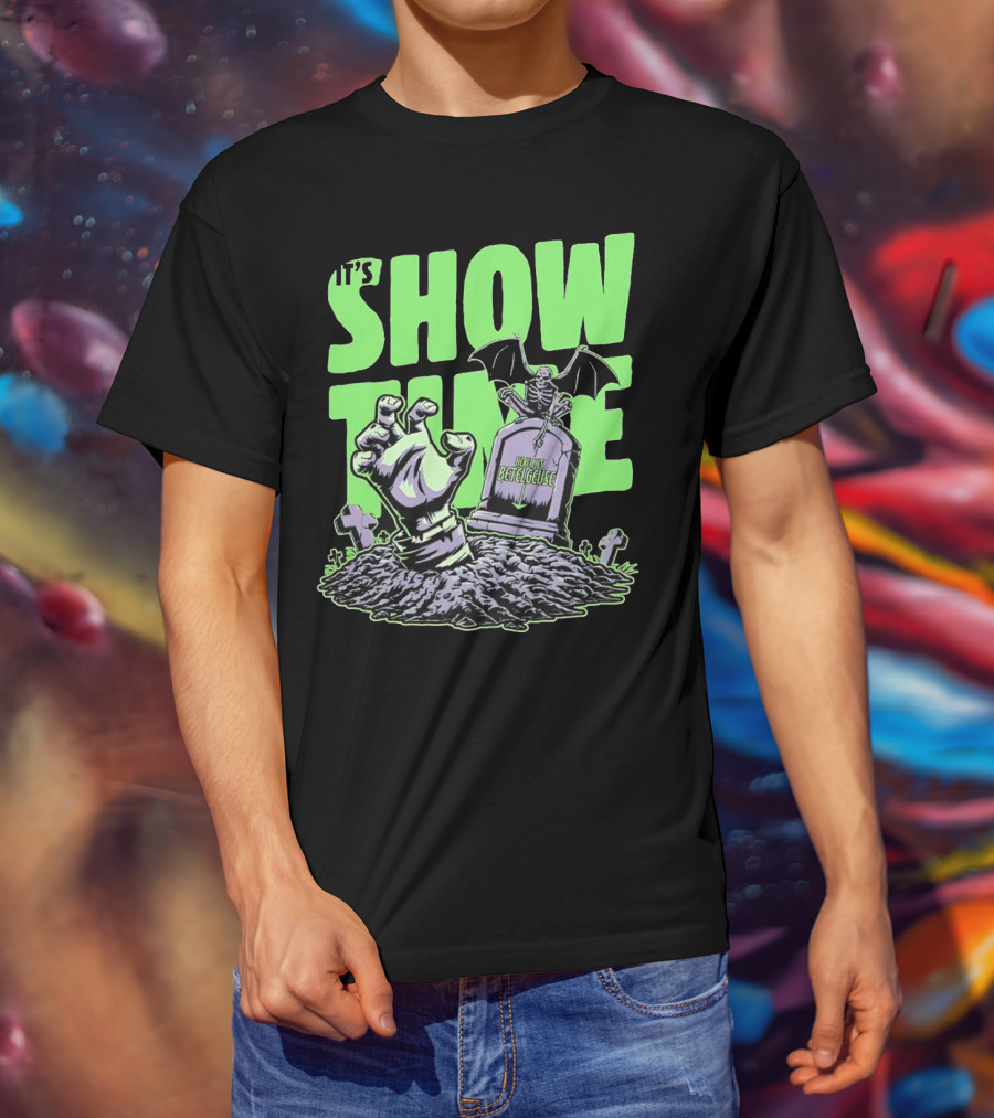 It's Showtime Here Lies Betelgeuse With Skeleton And Tombstone T-Shirt