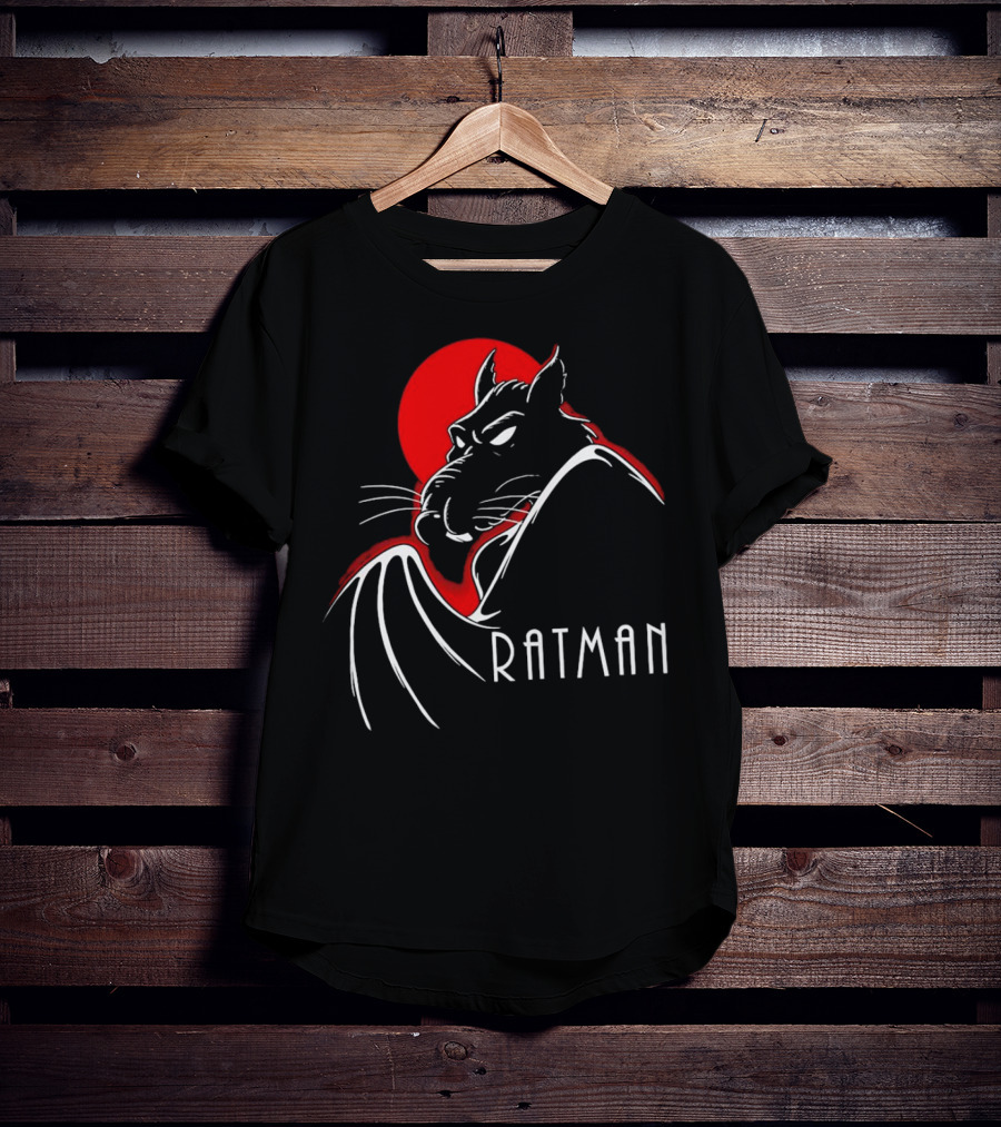 Ratman Splinter Shadow Against Red Moon In Batman T-Shirt