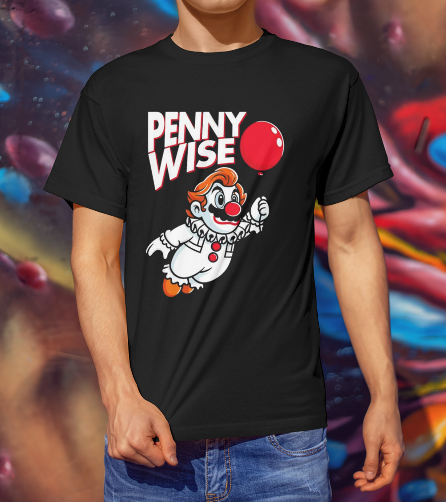 Pennywise Mario Mashup With Red Balloon T-Shirt