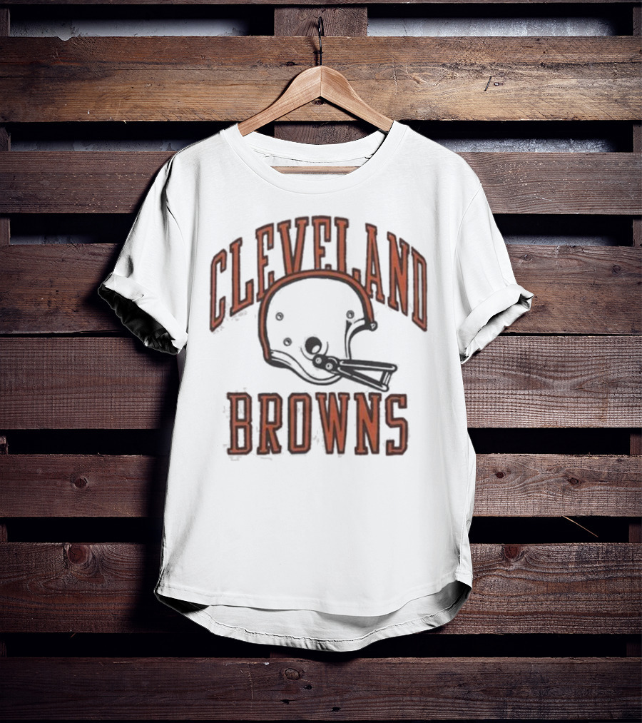 Cleveland Browns Helmet Icon White Black T-Shirt