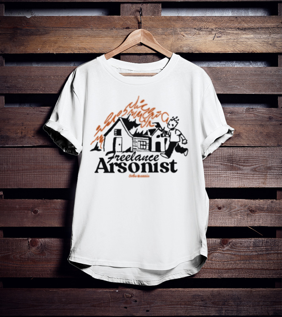 Freelance Arsonist So Sannix Burning Houses Cartoon T-Shirt