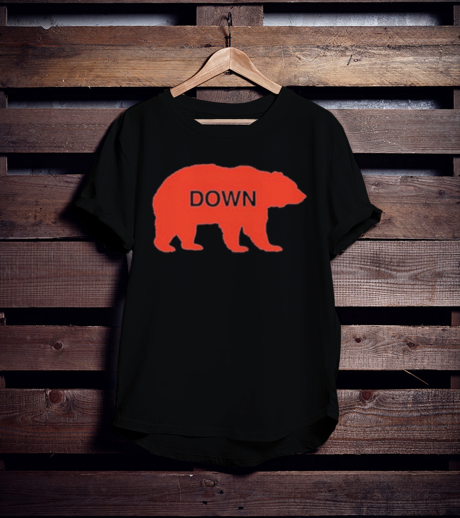 Walking Bear Down Red Bear Silhouette With Text DOWN T-Shirt