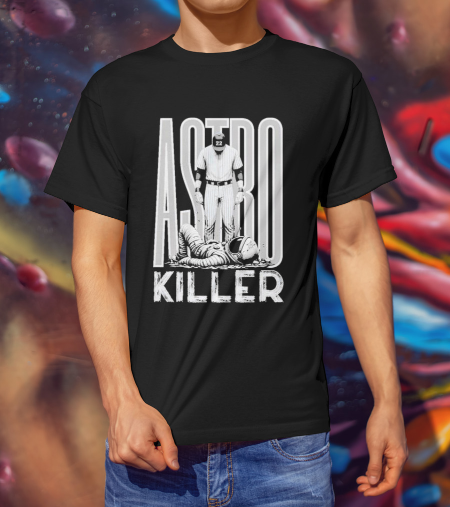 Astro Killer Yankees Player Standing Over Fallen Astronaut T-Shirt