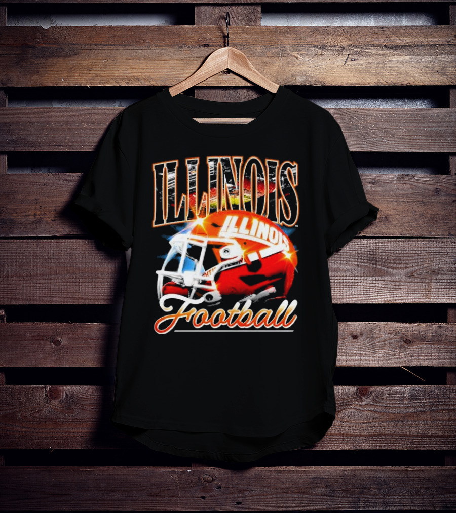 Illinois Fighting Illini Football Helmet Vintage Retro T-Shirt
