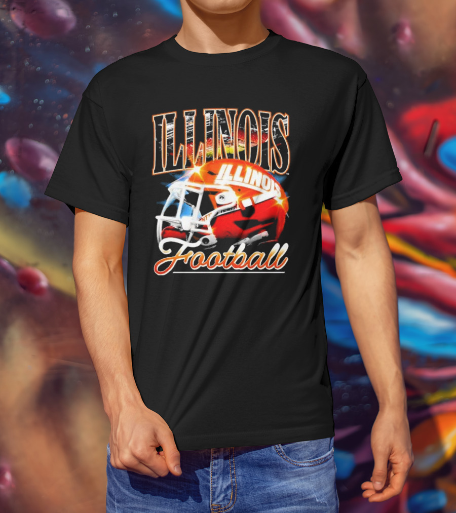 Illinois Fighting Illini Football Helmet Vintage Retro T-Shirt