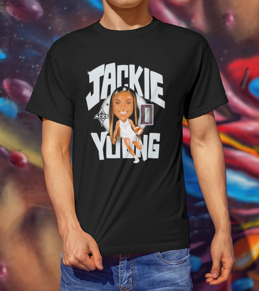 Jackie Young Las Vegas Aces Basketball Caricature T-Shirt